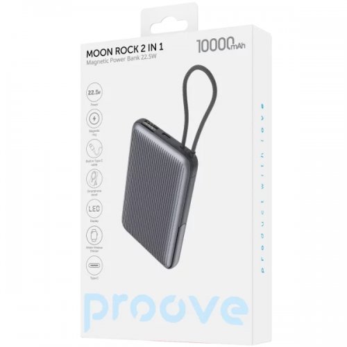 Powerbank Proove Moon Rock 2 in 1 10000mAh 22.5W (PBR122012105) Gray купити в Україні: Київ, Львів, Хмельницький, Тернопіль, Івано-Франківськ | Низька ціна, відгуки, характеристики від TELEMART фото
