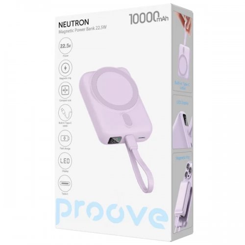 Powerbank Proove Neutron 10000mAh 22.5W (PBNE22022209) Purple купити в Україні: Київ, Львів, Хмельницький, Тернопіль, Івано-Франківськ | Низька ціна, відгуки, характеристики від TELEMART фото