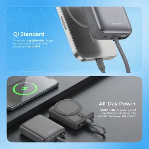 Powerbank Proove Neutron 10000mAh 22.5W (PBNE22022206) Silver/White купити в Україні: Київ, Львів, Хмельницький, Тернопіль, Івано-Франківськ | Низька ціна, відгуки, характеристики від TELEMART фото