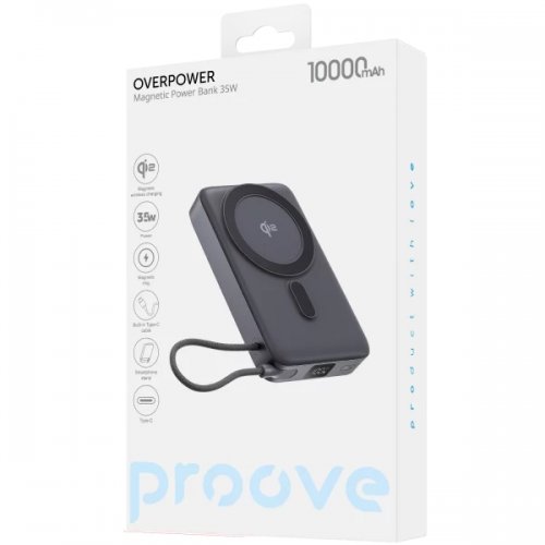 Powerbank Proove OverPower 10000mAh 35W Qi2 (PBOP35012105) Gray купити в Україні: Київ, Львів, Хмельницький, Тернопіль, Івано-Франківськ | Низька ціна, відгуки, характеристики від TELEMART фото