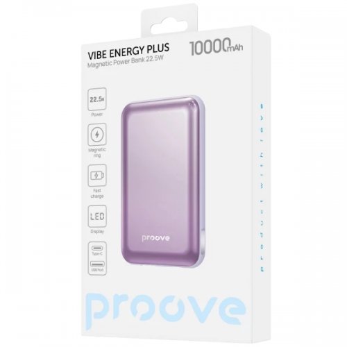 Powerbank Proove Vibe Energy Plus 10000mAh 22.5W (PBVE15012209) Purple купити в Україні: Київ, Львів, Хмельницький, Тернопіль, Івано-Франківськ | Низька ціна, відгуки, характеристики від TELEMART фото
