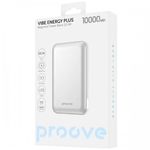 Powerbank Proove Vibe Energy Plus 10000mAh 22.5W (PBVE15012202) White/Gold купити в Україні: Київ, Львів, Хмельницький, Тернопіль, Івано-Франківськ | Низька ціна, відгуки, характеристики від TELEMART фото