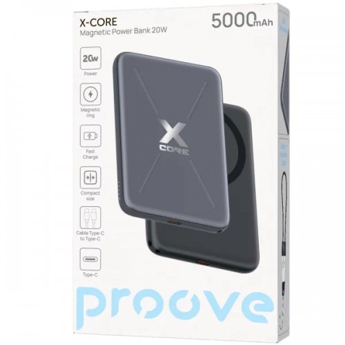 Powerbank Proove X-Core 5000mAh 20W (PNXC20010003) Gray купити в Україні: Київ, Львів, Хмельницький, Тернопіль, Івано-Франківськ | Низька ціна, відгуки, характеристики від TELEMART фото