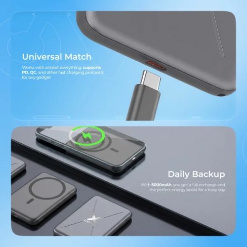 Powerbank Proove X-Core 5000mAh 20W (PNXC20010003) Gray купити в Україні: Київ, Львів, Хмельницький, Тернопіль, Івано-Франківськ | Низька ціна, відгуки, характеристики від TELEMART фото