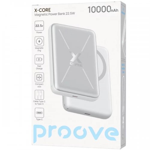 Powerbank Proove X-Core 10000mAh 22.5W (PNXC22010006) Silver/White купити в Україні: Київ, Львів, Хмельницький, Тернопіль, Івано-Франківськ | Низька ціна, відгуки, характеристики від TELEMART фото