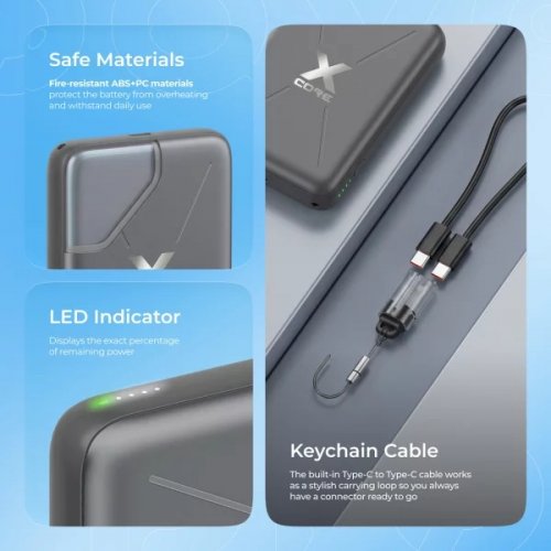 Powerbank Proove X-Core 10000mAh 22.5W (PNXC22010006) Silver/White купити в Україні: Київ, Львів, Хмельницький, Тернопіль, Івано-Франківськ | Низька ціна, відгуки, характеристики від TELEMART фото