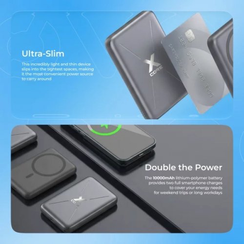 Powerbank Proove X-Core 10000mAh 22.5W (PNXC22010008) Sky Blue купити в Україні: Київ, Львів, Хмельницький, Тернопіль, Івано-Франківськ | Низька ціна, відгуки, характеристики від TELEMART фото