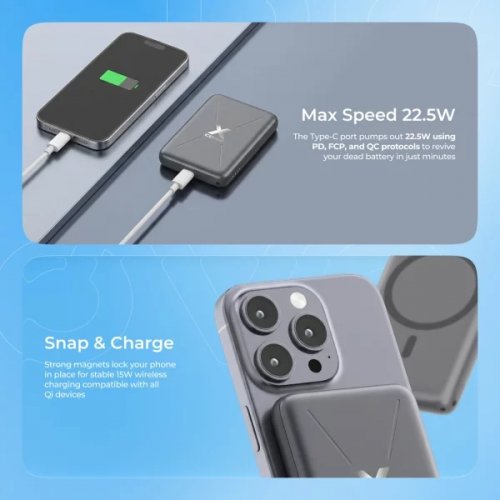 Powerbank Proove X-Core 10000mAh 22.5W (PNXC22010008) Sky Blue купити в Україні: Київ, Львів, Хмельницький, Тернопіль, Івано-Франківськ | Низька ціна, відгуки, характеристики від TELEMART фото