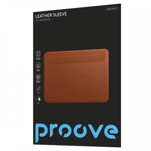 Чохол Proove 15.4"/16.2" Leather Sleeve MacBook (PCLSMB161615) Brown купити в Україні: Київ, Львів, Хмельницький, Тернопіль, Івано-Франківськ | Низька ціна, відгуки, характеристики від TELEMART фото