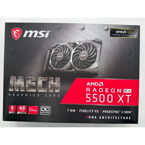 Відеокарта MSI Radeon RX 5500 XT MECH OC 8192MB (RX 5500 XT MECH 8G OC) (Відновлено продавцем, 864487) купити в Україні: Київ, Львів, Хмельницький, Тернопіль, Івано-Франківськ | Перевірка сумісності, низька ціна, відгуки, характеристики від TELEMART фото