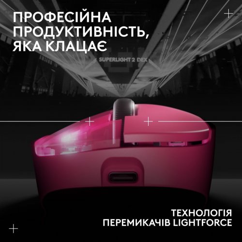 Уценка мышка Logitech G Pro X Superlight 2 Dex Lightspeed Wireless (910-007373) Pink (Вскрытая упаковка, 864490) купить в Украине: Киев, Днепр, Харьков, Одесса  | Низкая цена, отзывы, характеристики от TELEMART фото