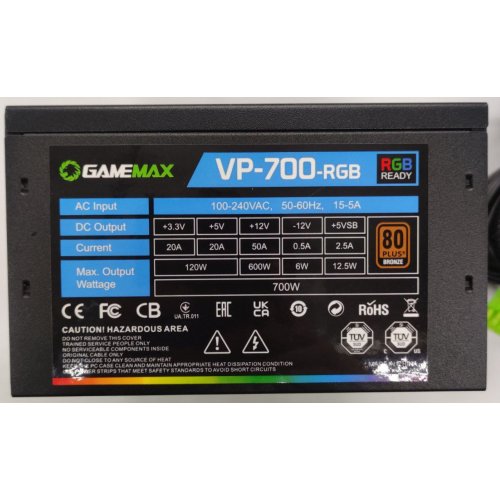 Блок питания GAMEMAX VP-700 RGB 700W (VP-700-RGB) (Восстановлено продавцом, 864875) купить в Украине: Киев, Днепр, Харьков, Одесса  | Проверка совместимости, низкая цена, отзывы, характеристики от TELEMART фото