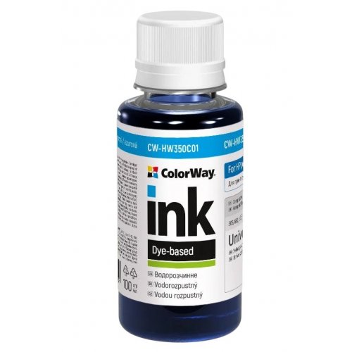 Чернила ColorWay HP HW350 100ml (CW-HW350C01) Cyan купить в Украине: Киев, Днепр, Харьков, Одесса  | Низкая цена, отзывы, характеристики от TELEMART фото