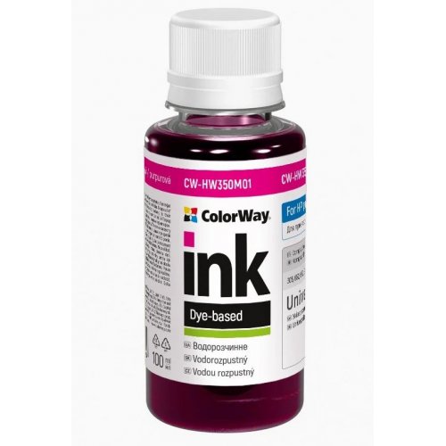 Чорнило ColorWay HP HW350 100ml (CW-HW350M01) Magenta купити в Україні: Київ, Львів, Хмельницький, Тернопіль, Івано-Франківськ | Низька ціна, відгуки, характеристики від TELEMART фото
