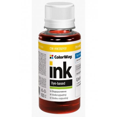 Чорнило ColorWay HP HW350 100ml (CW-HW350Y01) Yellow купити в Україні: Київ, Львів, Хмельницький, Тернопіль, Івано-Франківськ | Низька ціна, відгуки, характеристики від TELEMART фото