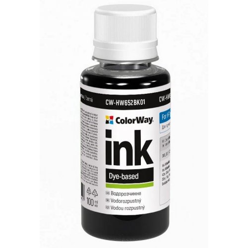 Чорнило ColorWay HP HW652 100ml (CW-HW652BK01) Black купити в Україні: Київ, Львів, Хмельницький, Тернопіль, Івано-Франківськ | Низька ціна, відгуки, характеристики від TELEMART фото