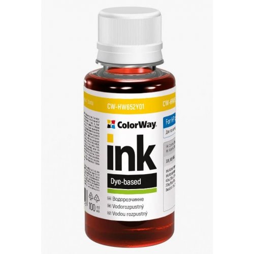 Чорнило ColorWay HP HW652 100ml (CW-HW652Y01) Yellow купити в Україні: Київ, Львів, Хмельницький, Тернопіль, Івано-Франківськ | Низька ціна, відгуки, характеристики від TELEMART фото