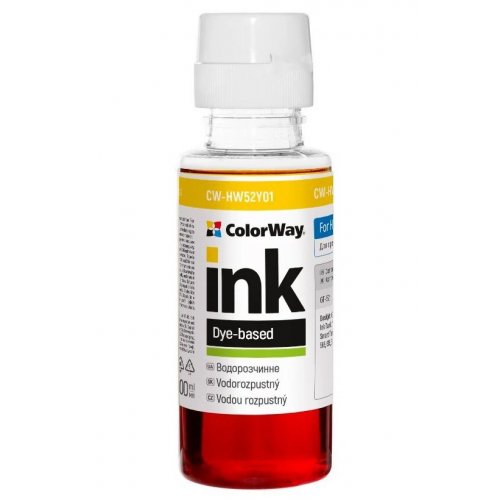 Чорнило ColorWay HP HW52 100ml (CW-HW52Y01) Yellow купити в Україні: Київ, Львів, Хмельницький, Тернопіль, Івано-Франківськ | Низька ціна, відгуки, характеристики від TELEMART фото