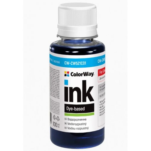 Чернила ColorWay Canon CW521 100ml (CW-CW521C01) Cyan купить в Украине: Киев, Днепр, Харьков, Одесса  | Низкая цена, отзывы, характеристики от TELEMART фото