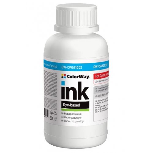 Чернила ColorWay Canon CW521 200ml (CW-CW521C02) Cyan купить в Украине: Киев, Днепр, Харьков, Одесса  | Низкая цена, отзывы, характеристики от TELEMART фото