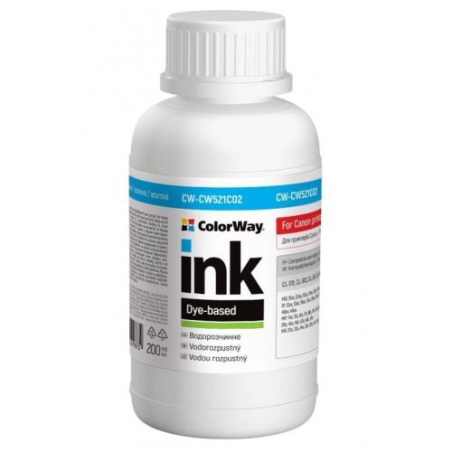 Чернила ColorWay Canon CW521 200ml (CW-CW521C02) Cyan купить в Украине: Киев, Днепр, Харьков, Одесса  | Низкая цена, отзывы, характеристики от TELEMART фото