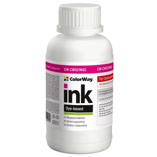 Чернила ColorWay Canon CW521 200ml (CW-CW521M02) Magenta купить в Украине: Киев, Днепр, Харьков, Одесса  | Низкая цена, отзывы, характеристики от TELEMART фото