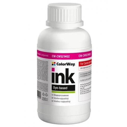 Чернила ColorWay Canon CW521 200ml (CW-CW521M02) Magenta купить в Украине: Киев, Днепр, Харьков, Одесса  | Низкая цена, отзывы, характеристики от TELEMART фото