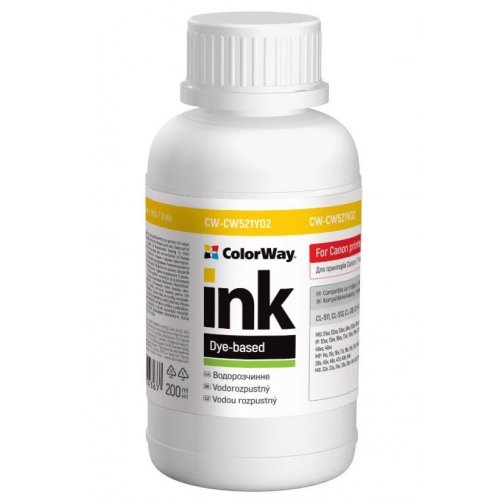 Чернила ColorWay Canon CW521 200ml (CW-CW521Y02) Yellow купить в Украине: Киев, Днепр, Харьков, Одесса  | Низкая цена, отзывы, характеристики от TELEMART фото