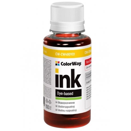 Чернила ColorWay Canon CW490 100ml (CW-CW490Y01) Yellow купить в Украине: Киев, Днепр, Харьков, Одесса  | Низкая цена, отзывы, характеристики от TELEMART фото