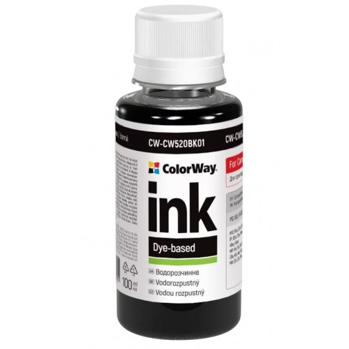 Чернила ColorWay Canon CW520 100ml (CW-CW520BK01) Black купить в Украине: Киев, Днепр, Харьков, Одесса  | Низкая цена, отзывы, характеристики от TELEMART фото