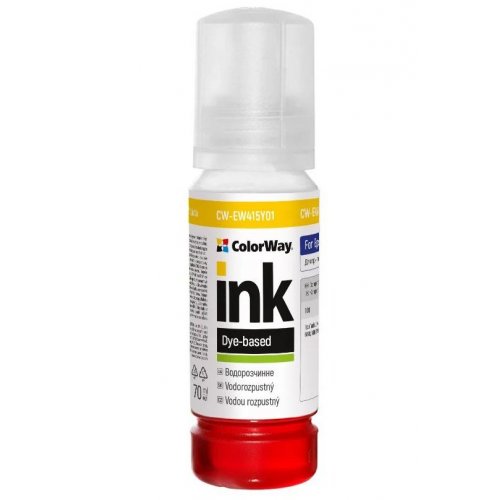 Чернила ColorWay Epson EW415 70ml (CW-EW415Y01) Yellow купить в Украине: Киев, Днепр, Харьков, Одесса  | Низкая цена, отзывы, характеристики от TELEMART фото