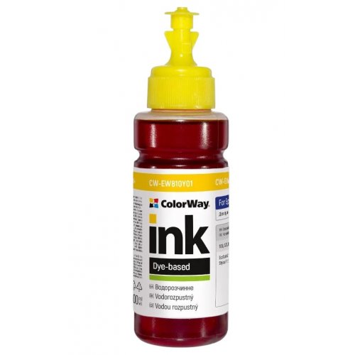 Чорнило ColorWay Epson EW810 100ml (CW-EW810Y01) Yellow купити в Україні: Київ, Львів, Хмельницький, Тернопіль, Івано-Франківськ | Низька ціна, відгуки, характеристики від TELEMART фото