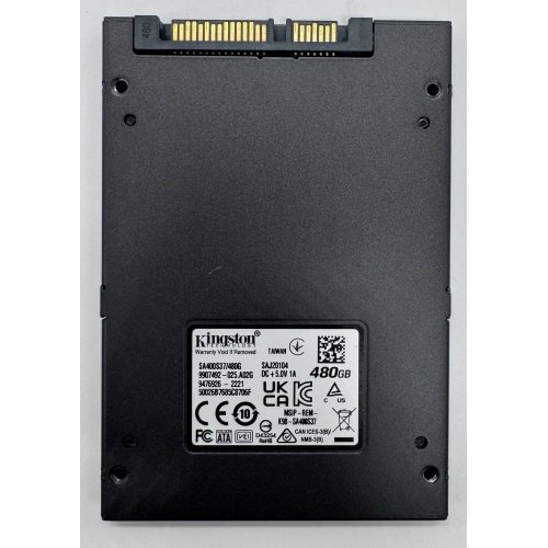 Ssd-диск Kingston SSDNow A400 TLC 480GB 2.5'' (SA400S37/480G) (Відновлено продавцем, 864955) купити в Україні: Київ, Львів, Хмельницький, Тернопіль, Івано-Франківськ | Перевірка сумісності, низька ціна, відгуки, характеристики від TELEMART фото