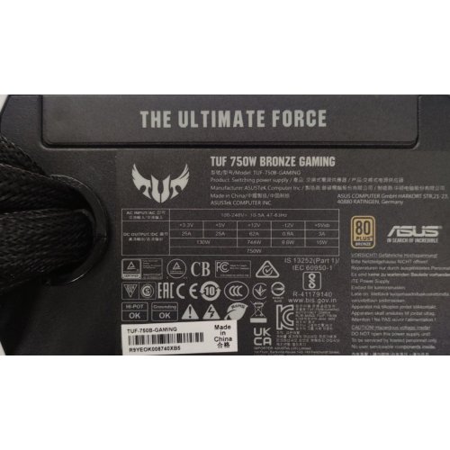 Блок живлення Asus TUF Gaming 750W (90YE00D0-B0NA00) (Відновлено продавцем, 864972) купити в Україні: Київ, Львів, Хмельницький, Тернопіль, Івано-Франківськ | Перевірка сумісності, низька ціна, відгуки, характеристики від TELEMART фото