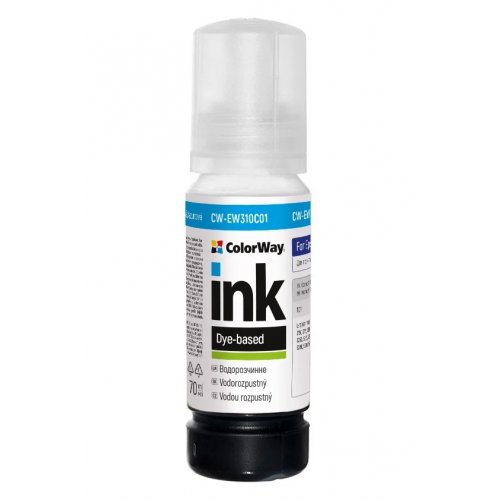 Чернила ColorWay Epson EW310 70ml (CW-EW310C01) Cyan купить в Украине: Киев, Днепр, Харьков, Одесса  | Низкая цена, отзывы, характеристики от TELEMART фото