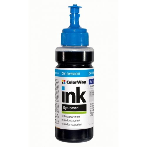 Чернила ColorWay Epson EW650 100ml (CW-EW650C01) Cyan купить в Украине: Киев, Днепр, Харьков, Одесса  | Низкая цена, отзывы, характеристики от TELEMART фото