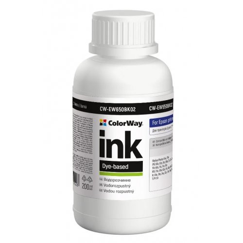 Чернила ColorWay Epson EW650 200ml (CW-EW650BK02) Black купить в Украине: Киев, Днепр, Харьков, Одесса  | Низкая цена, отзывы, характеристики от TELEMART фото