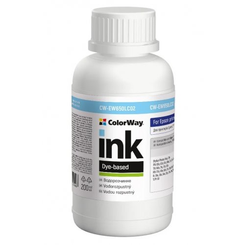Чернила ColorWay Epson EW650 200ml (CW-EW650LC02) Light Cyan купить в Украине: Киев, Днепр, Харьков, Одесса  | Низкая цена, отзывы, характеристики от TELEMART фото