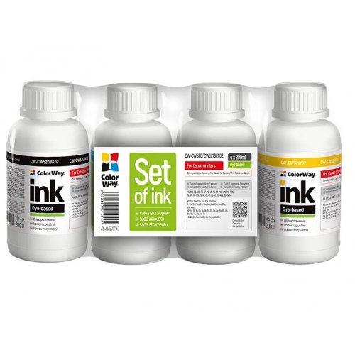 Комплект чорнил ColorWay Canon CW520/CW521 4x200ml (CW-CW520/CW521SET02) BK/С/M/Y купити в Україні: Київ, Львів, Хмельницький, Тернопіль, Івано-Франківськ | Низька ціна, відгуки, характеристики від TELEMART фото
