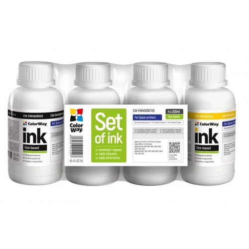 Комплект чорнил ColorWay Epson EW400 4x200ml (CW-EW400SET02) BK/C/M/Y купити в Україні: Київ, Львів, Хмельницький, Тернопіль, Івано-Франківськ | Низька ціна, відгуки, характеристики від TELEMART фото