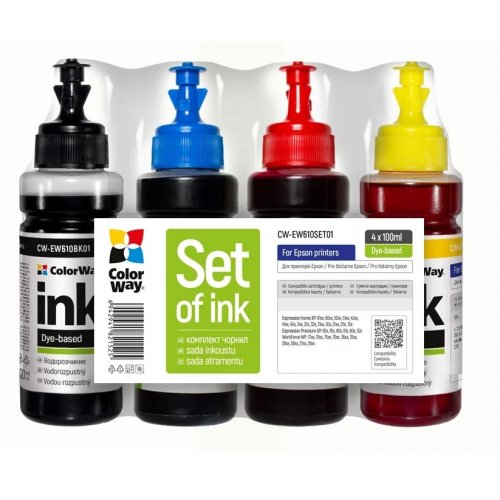 Комплект чорнил ColorWay Epson EW610 4x100ml (CW-EW610SET01) BK/C/M/Y купити в Україні: Київ, Львів, Хмельницький, Тернопіль, Івано-Франківськ | Низька ціна, відгуки, характеристики від TELEMART фото