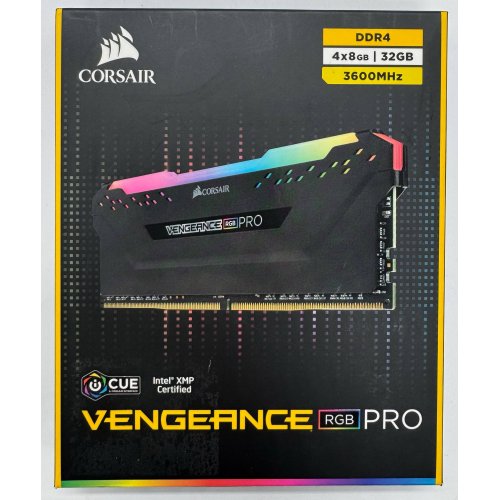 Озу Corsair DDR4 32GB (4x8GB) 3600Mhz Vengeance RGB Pro Black (CMW32GX-4M4D3600C18) (Восстановлено продавцом, 865062) купить в Украине: Киев, Днепр, Харьков, Одесса  | Проверка совместимости, низкая цена, отзывы, характеристики от TELEMART фото