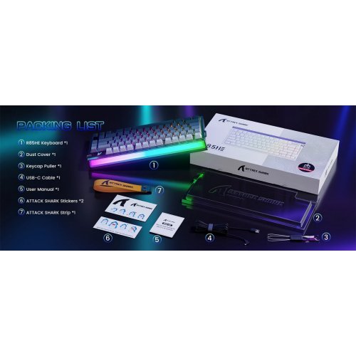 Клавиатура Attack Shark R85 RGB HE Magnetic Purple Mandrel Switches (AS-6972792472522-SW) Starry White купить в Украине: Киев, Днепр, Харьков, Одесса  | Низкая цена, отзывы, характеристики от TELEMART фото