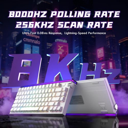 Клавиатура Attack Shark R85 RGB HE Magnetic Purple Mandrel Switches (AS-6972792472546-CWL) White Contours купить в Украине: Киев, Днепр, Харьков, Одесса  | Низкая цена, отзывы, характеристики от TELEMART фото