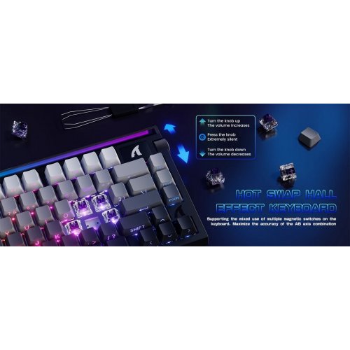 Клавиатура Attack Shark R85 RGB HE Magnetic Purple Mandrel Switches (AS-6972792472546-CWL) White Contours купить в Украине: Киев, Днепр, Харьков, Одесса  | Низкая цена, отзывы, характеристики от TELEMART фото