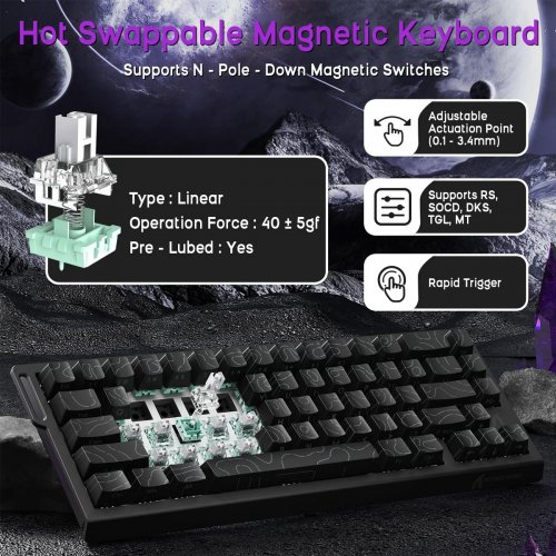 Клавиатура Attack Shark X68 RGB HE Magnetic Linear Switches (AS-6972792470634-BK) Black Contours купить в Украине: Киев, Днепр, Харьков, Одесса  | Низкая цена, отзывы, характеристики от TELEMART фото