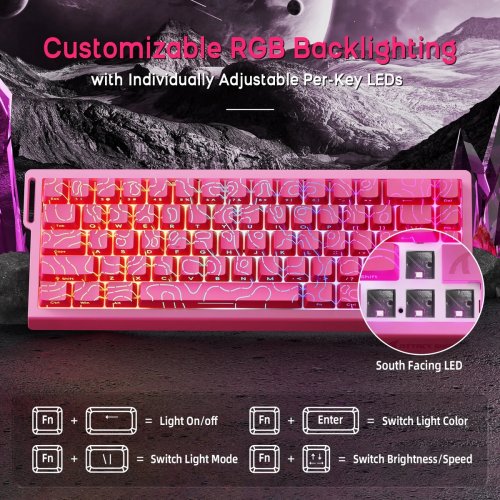 Клавиатура Attack Shark X68 RGB HE Magnetic Linear Switches (AS-6972792471051-P) Pink Contours купить в Украине: Киев, Днепр, Харьков, Одесса  | Низкая цена, отзывы, характеристики от TELEMART фото