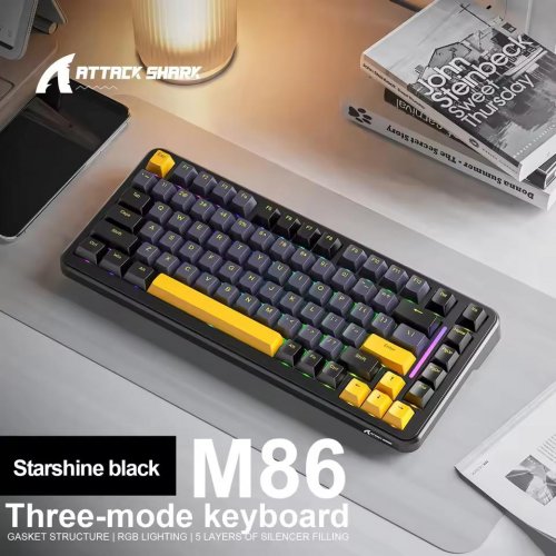 Клавиатура Attack Shark M86 RGB Linear Blueberry Switches Wireless (AS-6972792471518-SB-UA) Start Black купить в Украине: Киев, Днепр, Харьков, Одесса  | Низкая цена, отзывы, характеристики от TELEMART фото