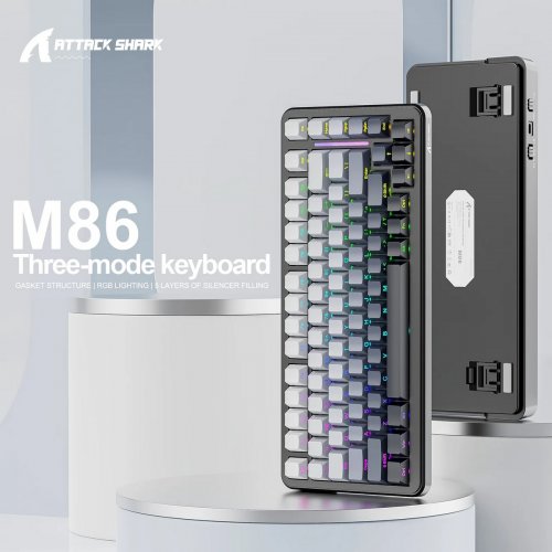 Клавиатура Attack Shark M86 RGB Linear Blueberry Switches Wireless (AS-6972792471525-MN) Gradient Black купить в Украине: Киев, Днепр, Харьков, Одесса  | Низкая цена, отзывы, характеристики от TELEMART фото