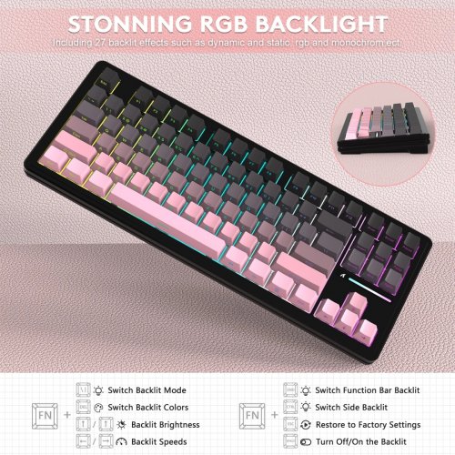Клавиатура Attack Shark M87 Pro V2 RGB Linear White Jade Switch Wireless (AS-6972792470467-B) Gradient Pink купить в Украине: Киев, Днепр, Харьков, Одесса  | Низкая цена, отзывы, характеристики от TELEMART фото